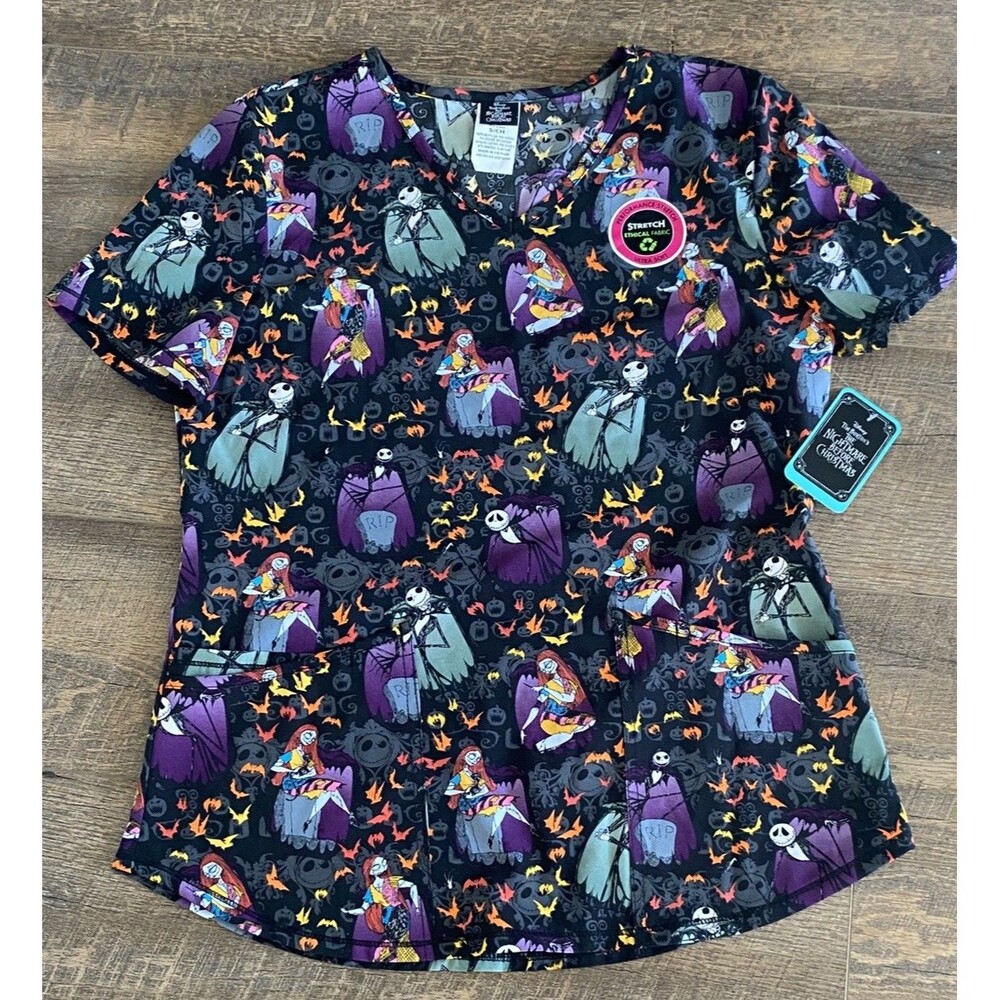 Disney Nightmare Before Christmas Jack Skellington Women's Scrubs Small NEW Xmas